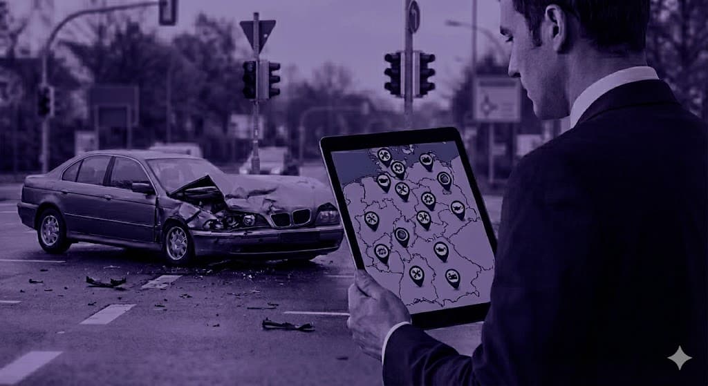 Karte der Autoteilehändler und Serviceanbieter